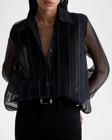 AG Jeans Relaxed-Fit Sheer Pinstripe Shirt | Thumbnail 5 AG Jeans Relaxed-Fit Sheer Pinstripe Shirt | Thumbnail 5