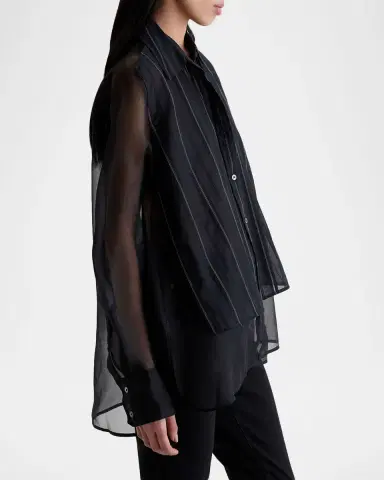 AG Jeans Relaxed-Fit Sheer Pinstripe Shirt | Thumbnail 6 AG Jeans Relaxed-Fit Sheer Pinstripe Shirt | Thumbnail 6