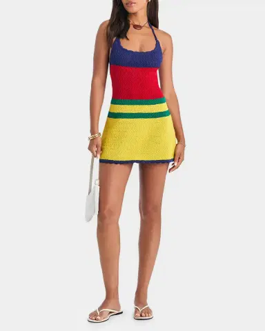 SEROYA Norma Striped Crochet Mini Dress | Thumbnail 2 SEROYA Norma Striped Crochet Mini Dress | Thumbnail 2