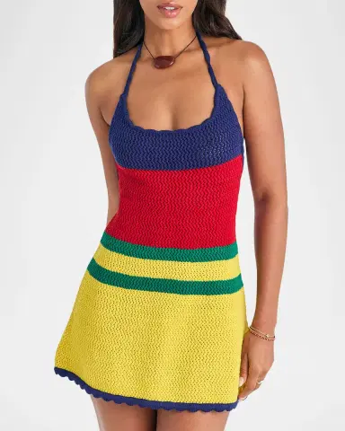 SEROYA Norma Striped Crochet Mini Dress | Thumbnail 4 SEROYA Norma Striped Crochet Mini Dress | Thumbnail 4