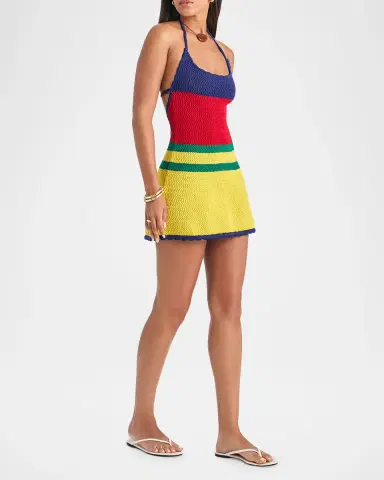 SEROYA Norma Striped Crochet Mini Dress | Thumbnail 6 SEROYA Norma Striped Crochet Mini Dress | Thumbnail 6