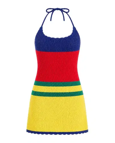 SEROYA Norma Striped Crochet Mini Dress | Thumbnail 1 SEROYA Norma Striped Crochet Mini Dress | Thumbnail 1