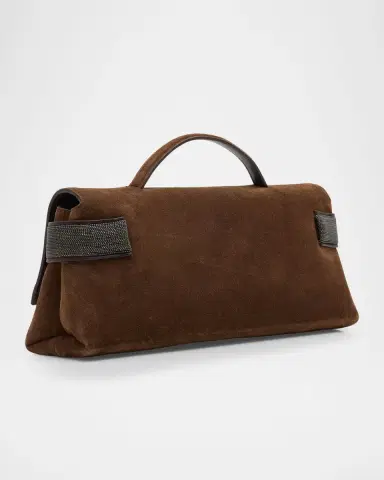 Brunello Cucinelli Essence Monili-Trim Suede Top-Handle Bag | Thumbnail 3