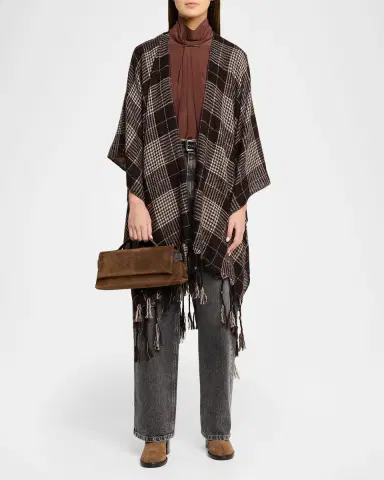 Brunello Cucinelli Essence Monili-Trim Suede Top-Handle Bag | Thumbnail 4