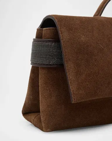 Brunello Cucinelli Essence Monili-Trim Suede Top-Handle Bag | Thumbnail 5
