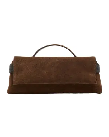 Brunello Cucinelli Essence Monili-Trim Suede Top-Handle Bag | Thumbnail 1