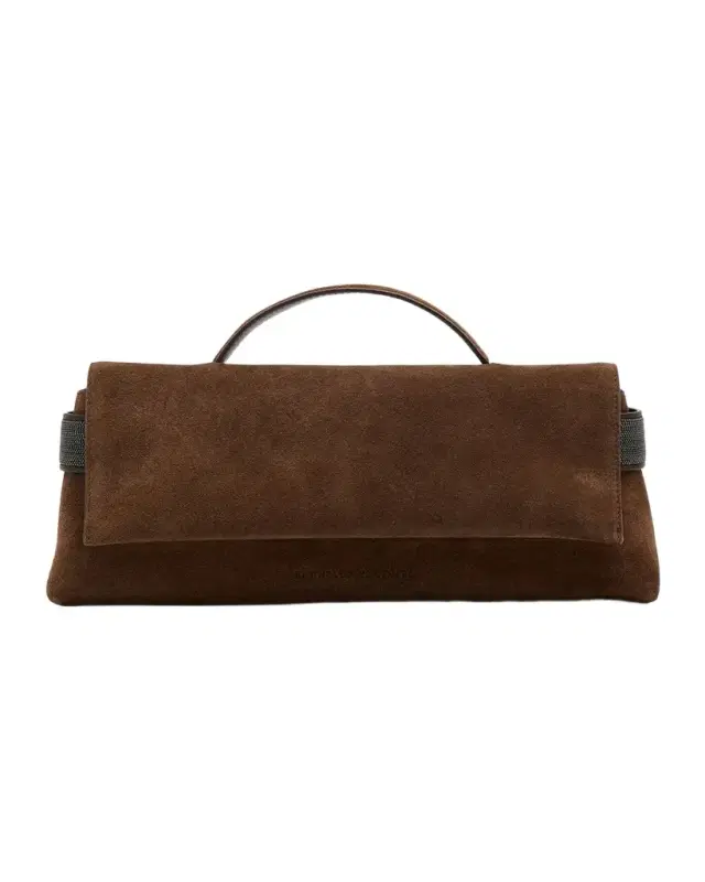 Brunello Cucinelli Essence Monili-Trim Suede Top-Handle Bag