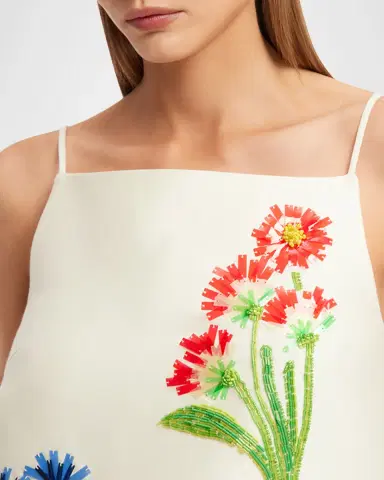 LEO LIN Leia Wildflower Embroidered Silk-Wool Mini Dress | Thumbnail 5