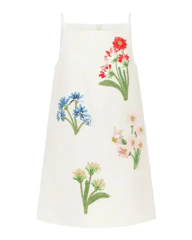LEO LIN Leia Wildflower Embroidered Silk-Wool Mini Dress | Thumbnail 1