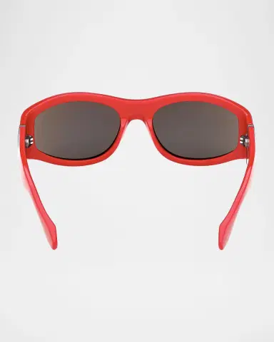 Christian Louboutin Men's Temple-Logo Acetate Rectangle Sunglasses | Thumbnail 4 Christian Louboutin Men's Temple-Logo Acetate Rectangle Sunglasses | Thumbnail 4