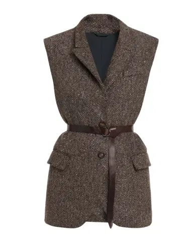 Brunello Cucinelli Wool-Blend Herringbone Belted Vest | Thumbnail 1 Brunello Cucinelli Wool-Blend Herringbone Belted Vest | Thumbnail 1