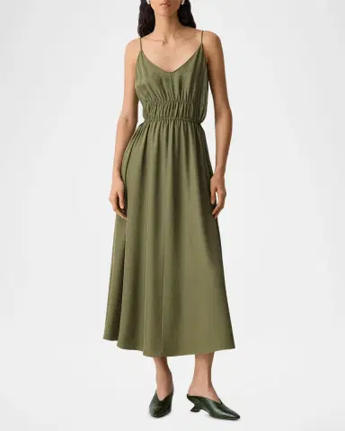 Theory Gathered Drawstring-Waist Midi Dress | Thumbnail 2