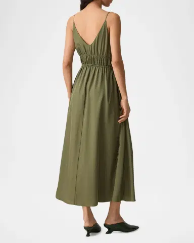 Theory Gathered Drawstring-Waist Midi Dress | Thumbnail 3