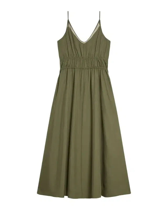 Theory Gathered Drawstring-Waist Midi Dress