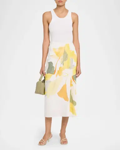 Vince Painted Satin-Viscose Midi Skirt | Thumbnail 2