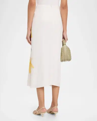 Vince Painted Satin-Viscose Midi Skirt | Thumbnail 3