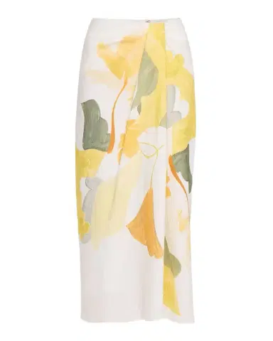 Vince Painted Satin-Viscose Midi Skirt | Thumbnail 1