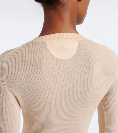 Chloé Chloé Ribbed-knit silk-trimmed wool Henley shirt | Thumbnail 4 Chloé Chloé Ribbed-knit silk-trimmed wool Henley shirt | Thumbnail 4