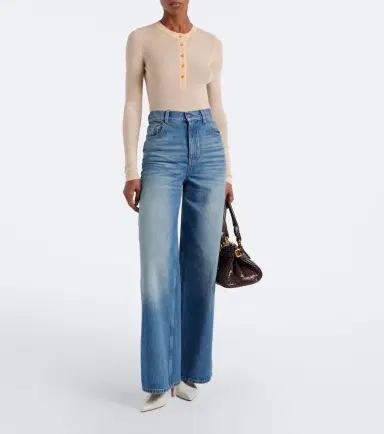 Chloé Chloé Ribbed-knit silk-trimmed wool Henley shirt | Thumbnail 5 Chloé Chloé Ribbed-knit silk-trimmed wool Henley shirt | Thumbnail 5