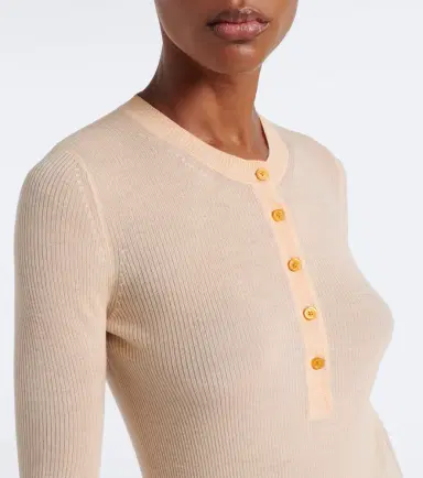 Chloé Chloé Ribbed-knit silk-trimmed wool Henley shirt | Thumbnail 6 Chloé Chloé Ribbed-knit silk-trimmed wool Henley shirt | Thumbnail 6