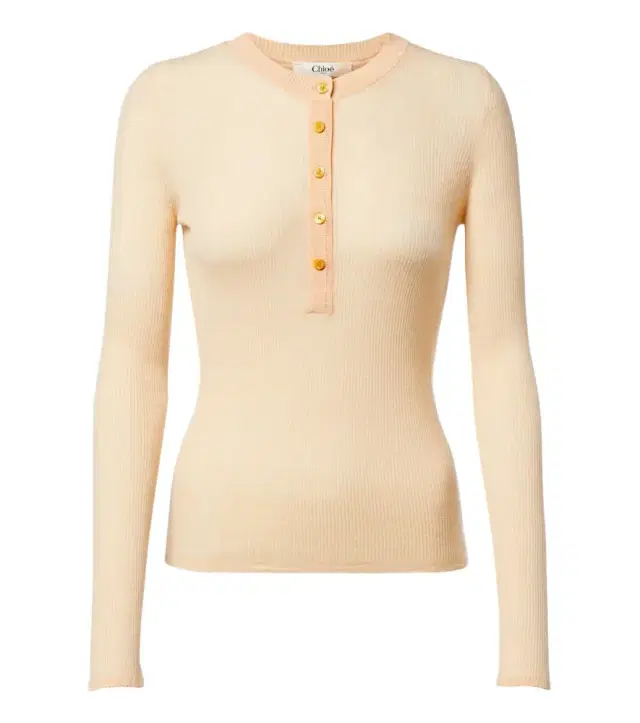 Chloe Chloé Ribbed-knit silk-trimmed wool Henley shirt