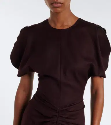 Victoria Beckham Bela gathered virgin wool midi dress | Thumbnail 3