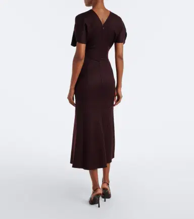 Victoria Beckham Bela gathered virgin wool midi dress | Thumbnail 6