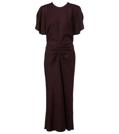 Victoria Beckham Bela gathered virgin wool midi dress | Thumbnail 1