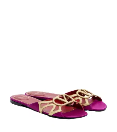 Valentino Garavani Wonderweb satin and leather slides | Thumbnail 1 Valentino Garavani Wonderweb satin and leather slides | Thumbnail 1