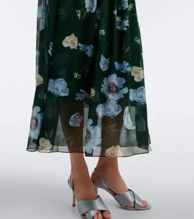 Erdem Floral draped silk voile midi dress | Thumbnail 2