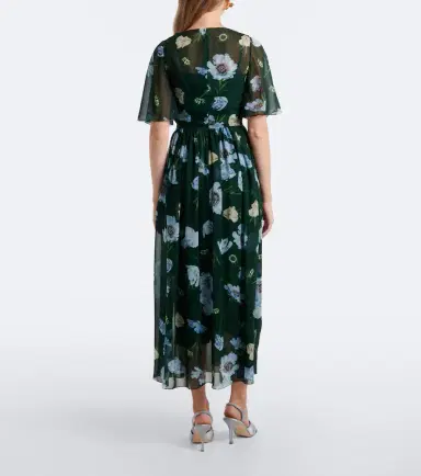 Erdem Floral draped silk voile midi dress | Thumbnail 3