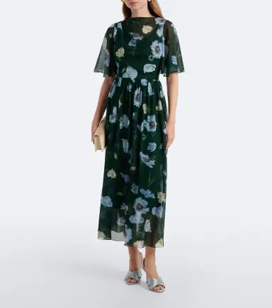 Erdem Floral draped silk voile midi dress | Thumbnail 5