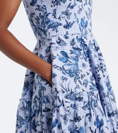 Erdem Striped printed cotton poplin midi dress | Thumbnail 3 Erdem Striped printed cotton poplin midi dress | Thumbnail 3