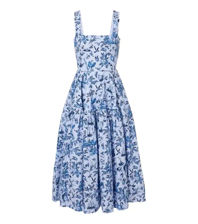 Erdem Striped printed cotton poplin midi dress