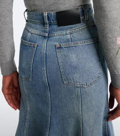 Erdem Floral-appliqué denim midi skirt | Thumbnail 3