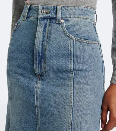Erdem Floral-appliqué denim midi skirt | Thumbnail 4