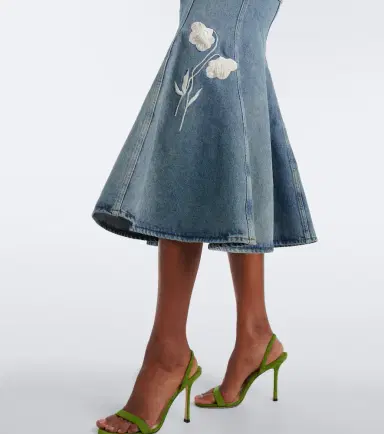 Erdem Floral-appliqué denim midi skirt | Thumbnail 6