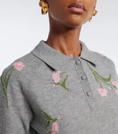 Erdem Floral intarsia wool polo sweater | Thumbnail 4