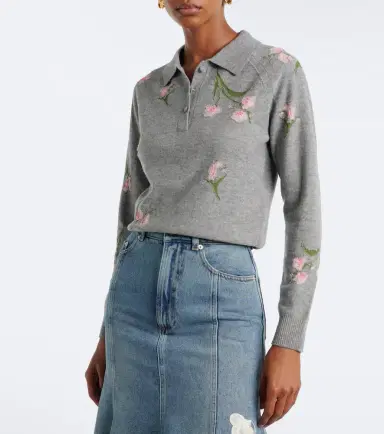 Erdem Floral intarsia wool polo sweater | Thumbnail 5