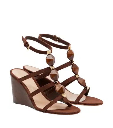 Gianvito Rossi Studded suede wedge sandals | Thumbnail 1 Gianvito Rossi Studded suede wedge sandals | Thumbnail 1