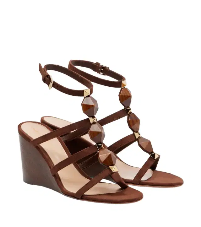 Gianvito Rossi Studded suede wedge sandals