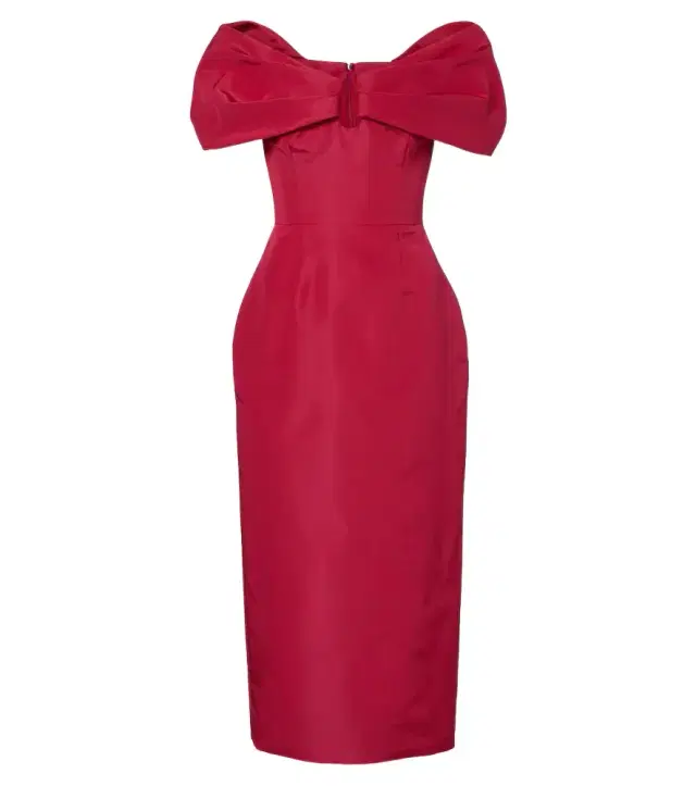 Off-shoulder silk faille cocktail dress
