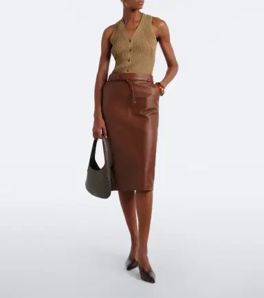Max Mara Leather midi skirt | Thumbnail 2