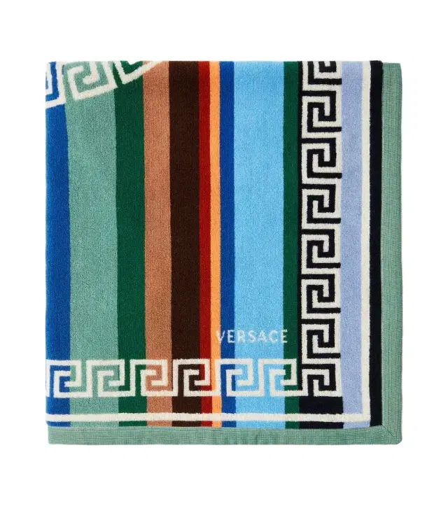Versace Home Greca striped cotton terry bath sheet