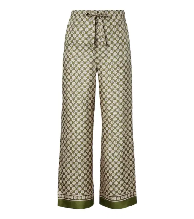 Printed silk wide-leg pants