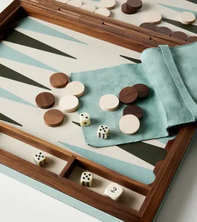 GIOBAGNARA Large leather and wooden backgammon set | Thumbnail 3