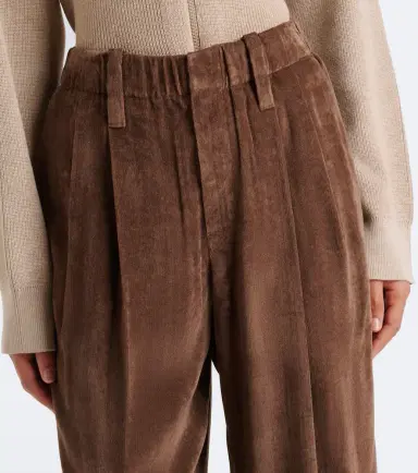Brunello Cucinelli Pleated velvet straight pants | Thumbnail 6 Brunello Cucinelli Pleated velvet straight pants | Thumbnail 6