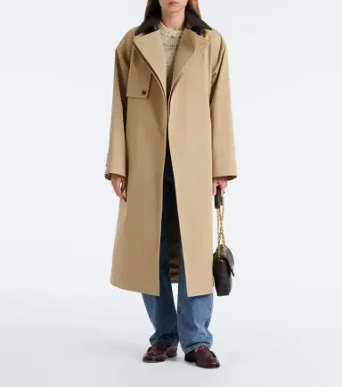 Bottega Veneta Leather-trimmed cotton trench coat | Thumbnail 3