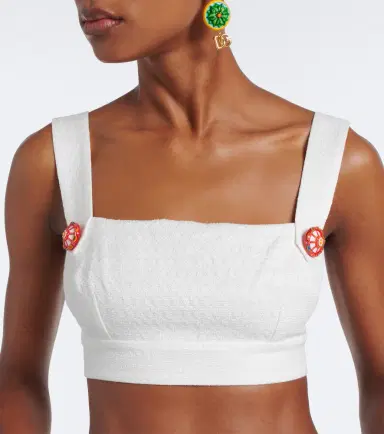 Dolce & Gabbana Cotton and linen-blend crop top | Thumbnail 2 Dolce & Gabbana Cotton and linen-blend crop top | Thumbnail 2