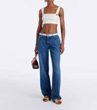 Dolce & Gabbana Cotton and linen-blend crop top | Thumbnail 3 Dolce & Gabbana Cotton and linen-blend crop top | Thumbnail 3